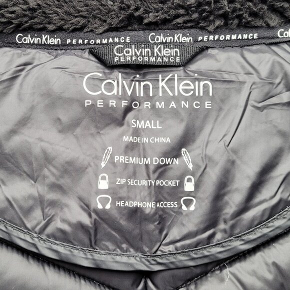 NWOT Calvin Klein Performance Quilted Zip-Up Down Vest Sherpa Collar Black Sz S - Picture 8 of 9